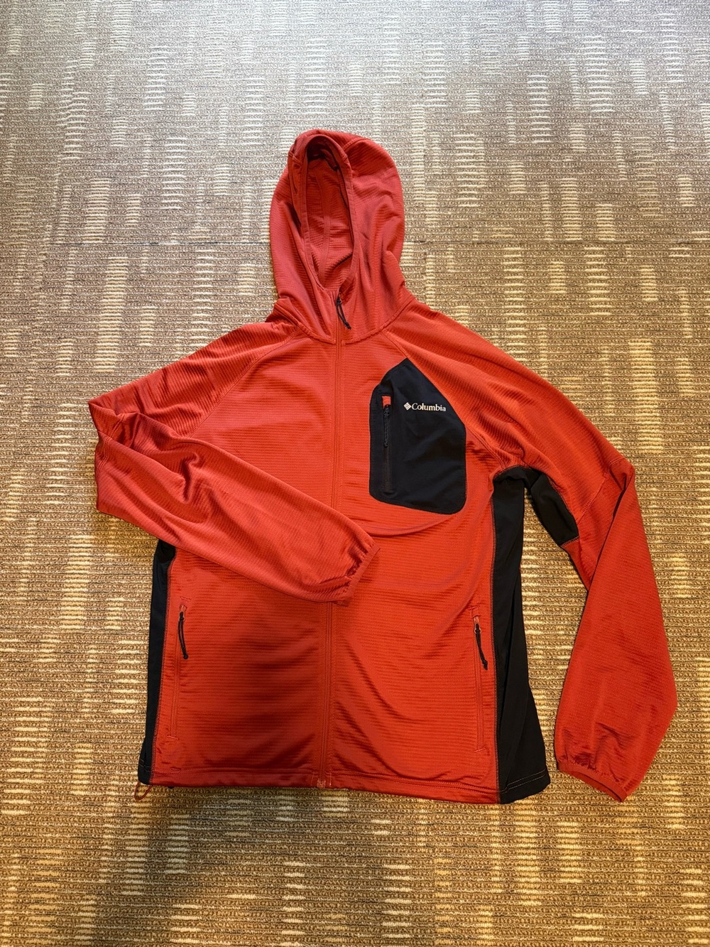 Columbia Hooded Ltwgt Nylon Jacket Copper w Black Accents